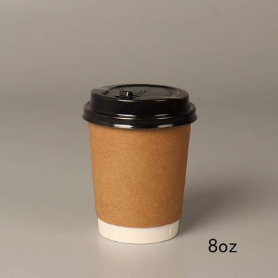 8oz 14oz 16ozの黒いPPのふたが付いている使い捨て可能なペーパー熱く/冷たいコーヒー カップ