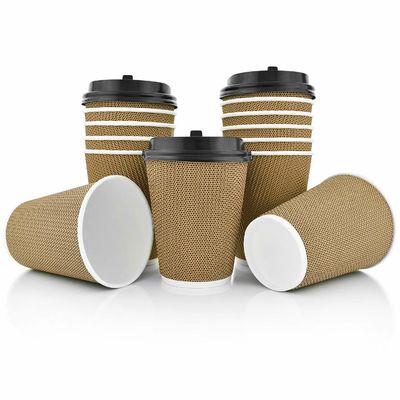 オフセット印刷は26oz使い捨て可能なペーパー コーヒー カップを波立てる壁をカスタマイズした