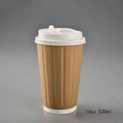 8oz 12oz 16ozのさざ波の壁の熱い飲むことのためのふたが付いている波形のコーヒー カップ