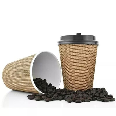 オフセット印刷は26oz使い捨て可能なペーパー コーヒー カップを波立てる壁をカスタマイズした